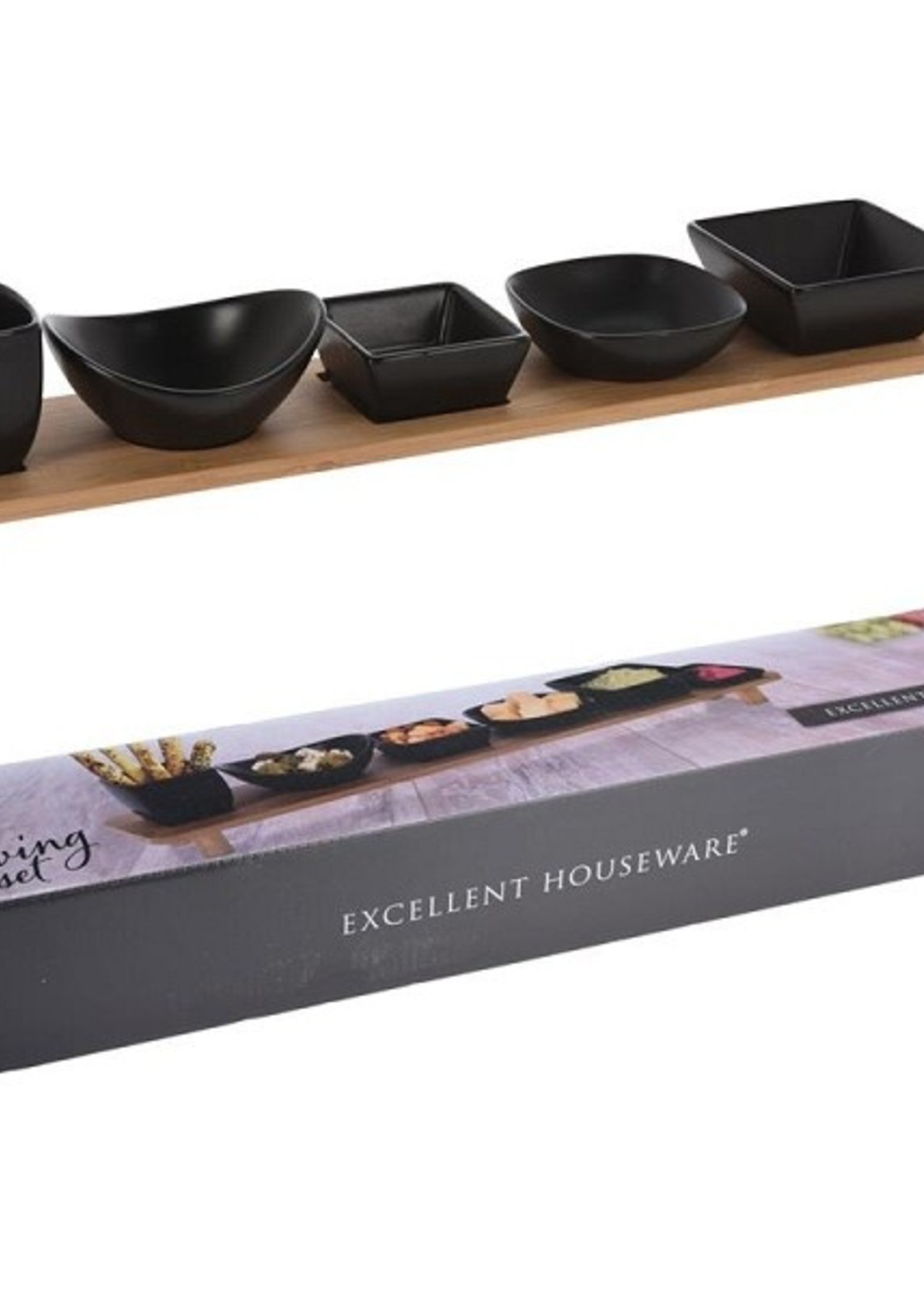 Serveerset op bamboe plateau