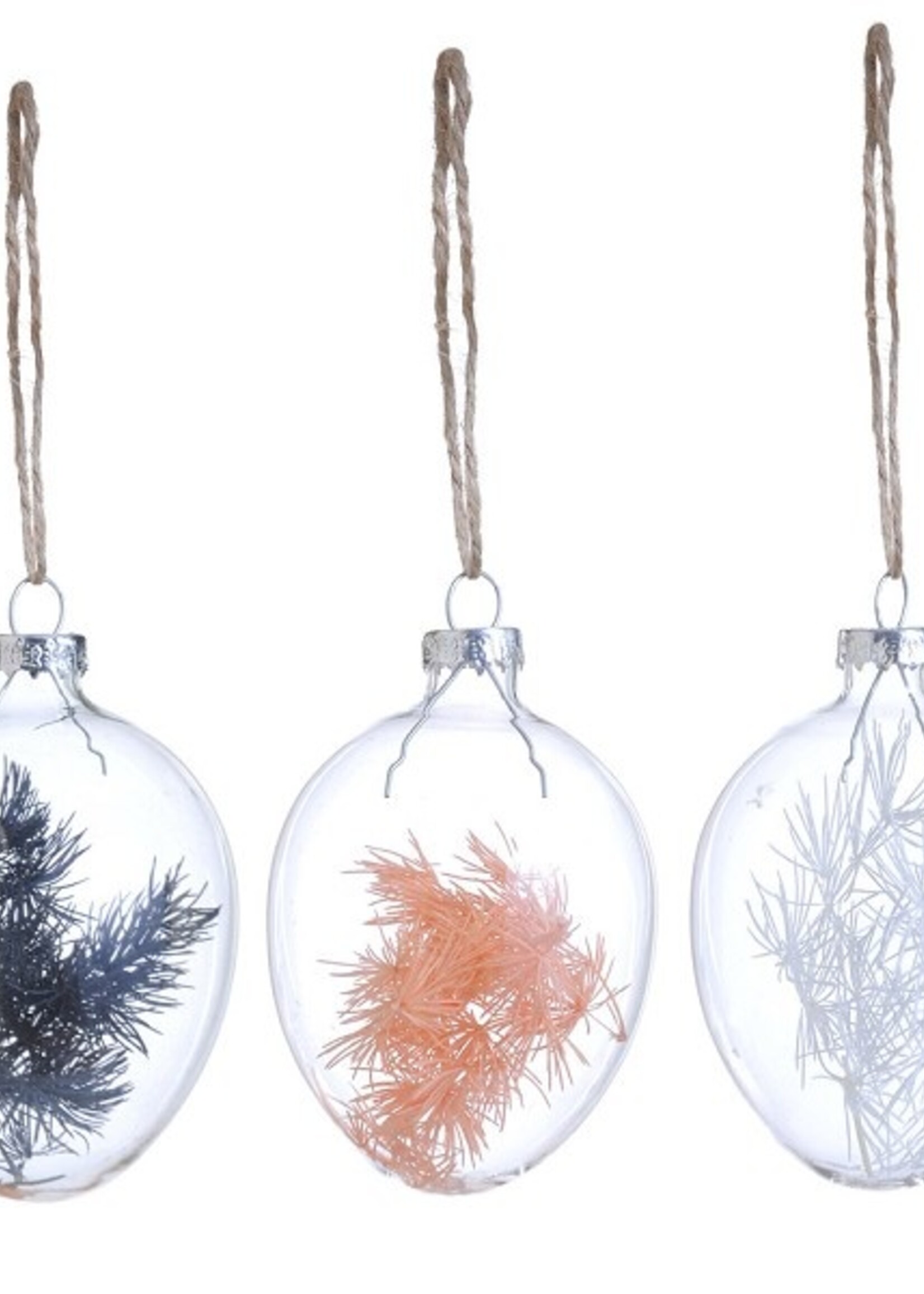 Hanger Ei met veren 3ass. 9cm per stuk