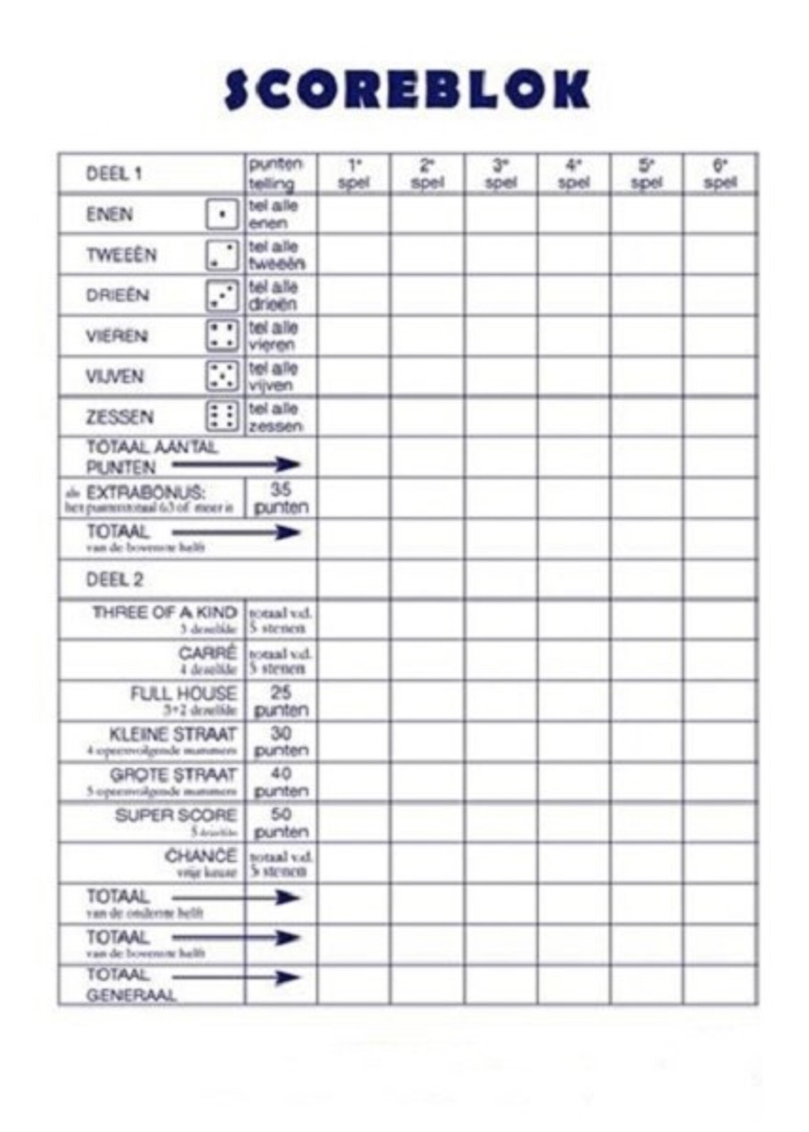 DobbelScoreblok 15x21cm 50vel pak a 5st