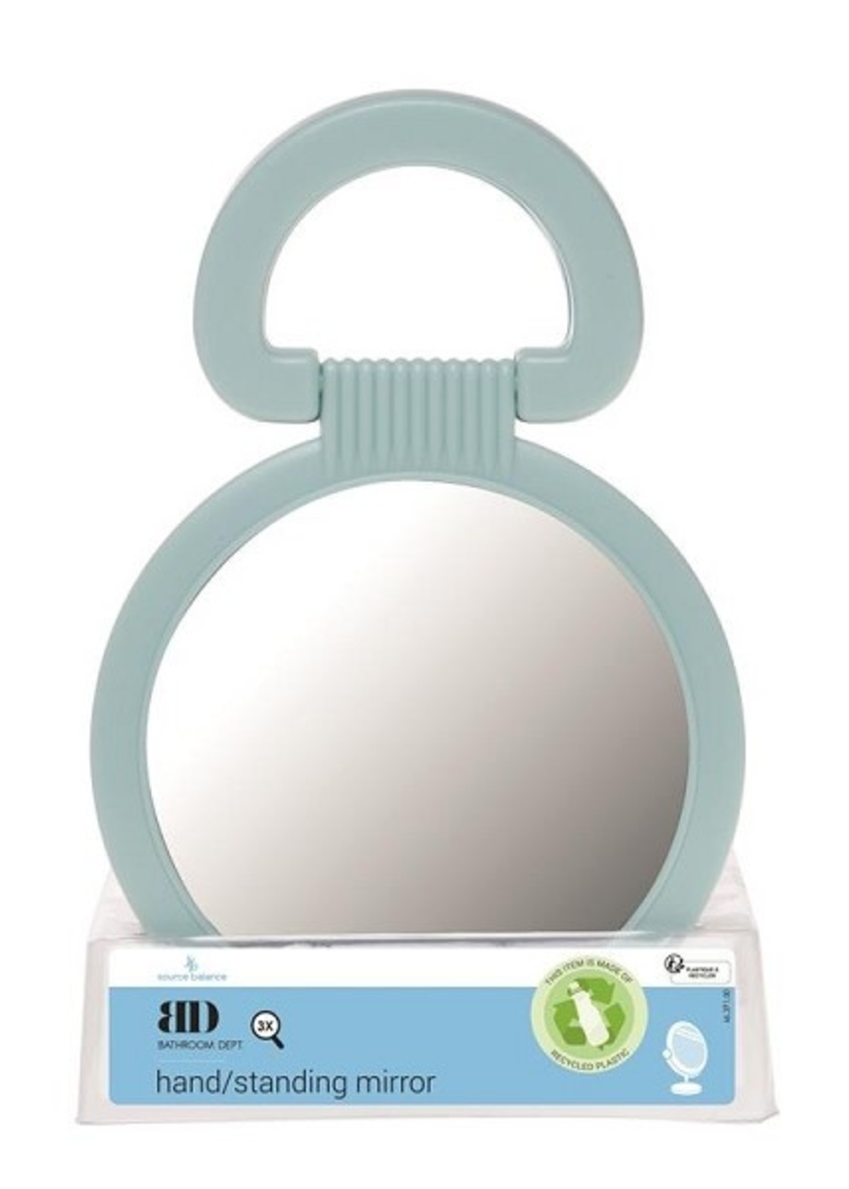 Hand/stelspiegel kunststof normaal en 3x vergrotend, 23xØ15,5 cm