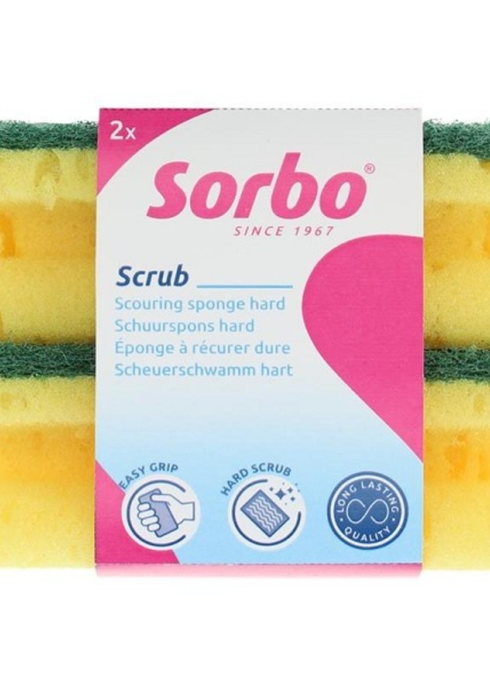 Sorbo Schuurspons hard met greep 11,5x6,5x4,5 set a 2 stuks