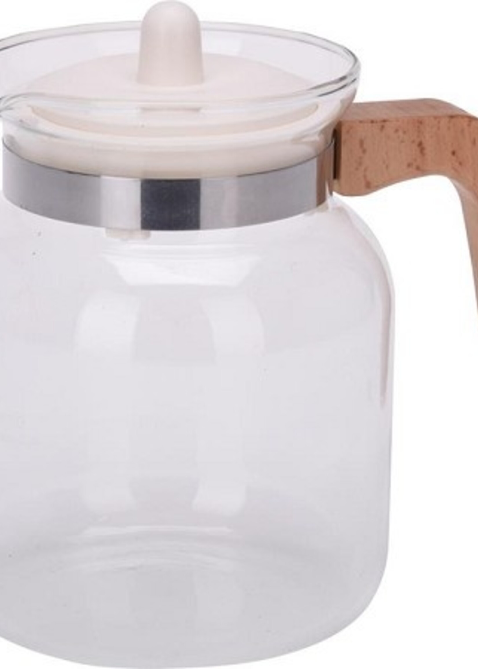 Theepot glas 1,5L met houten handvat