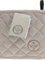 Pannenlap katoen met leer 20x20cm