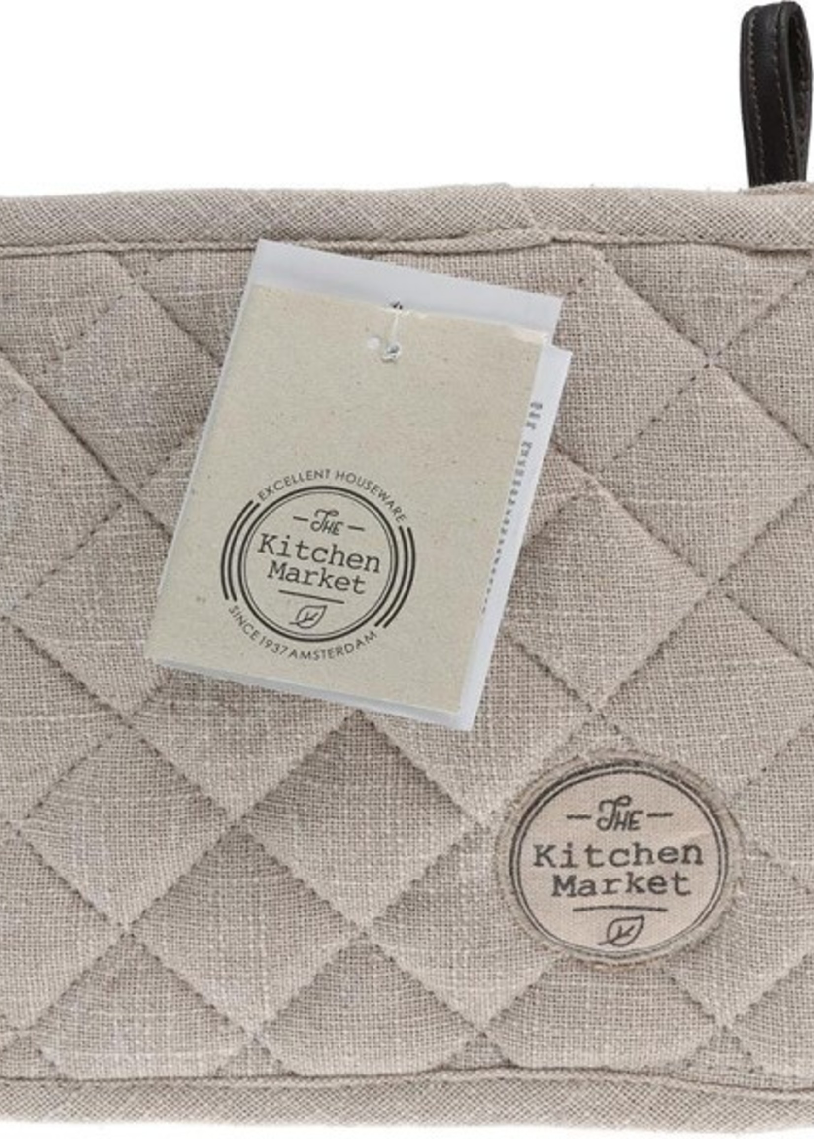 Pannenlap katoen met leer 20x20cm