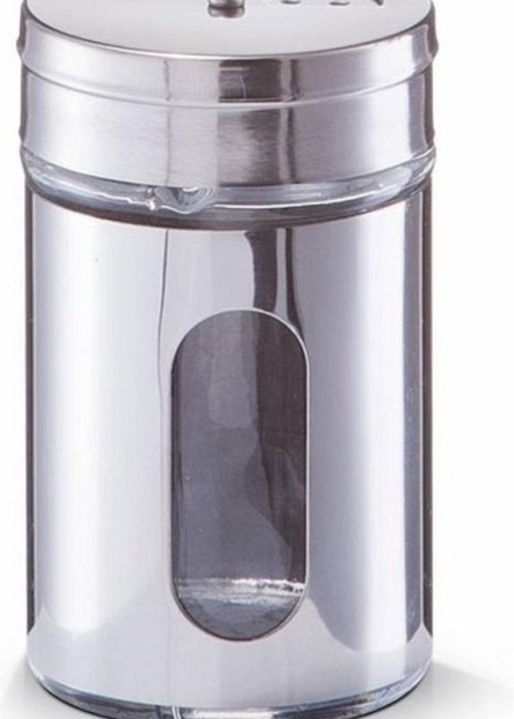 Kruidenstrooier/cacaostrooier glas en RVS Ø5xh8cm