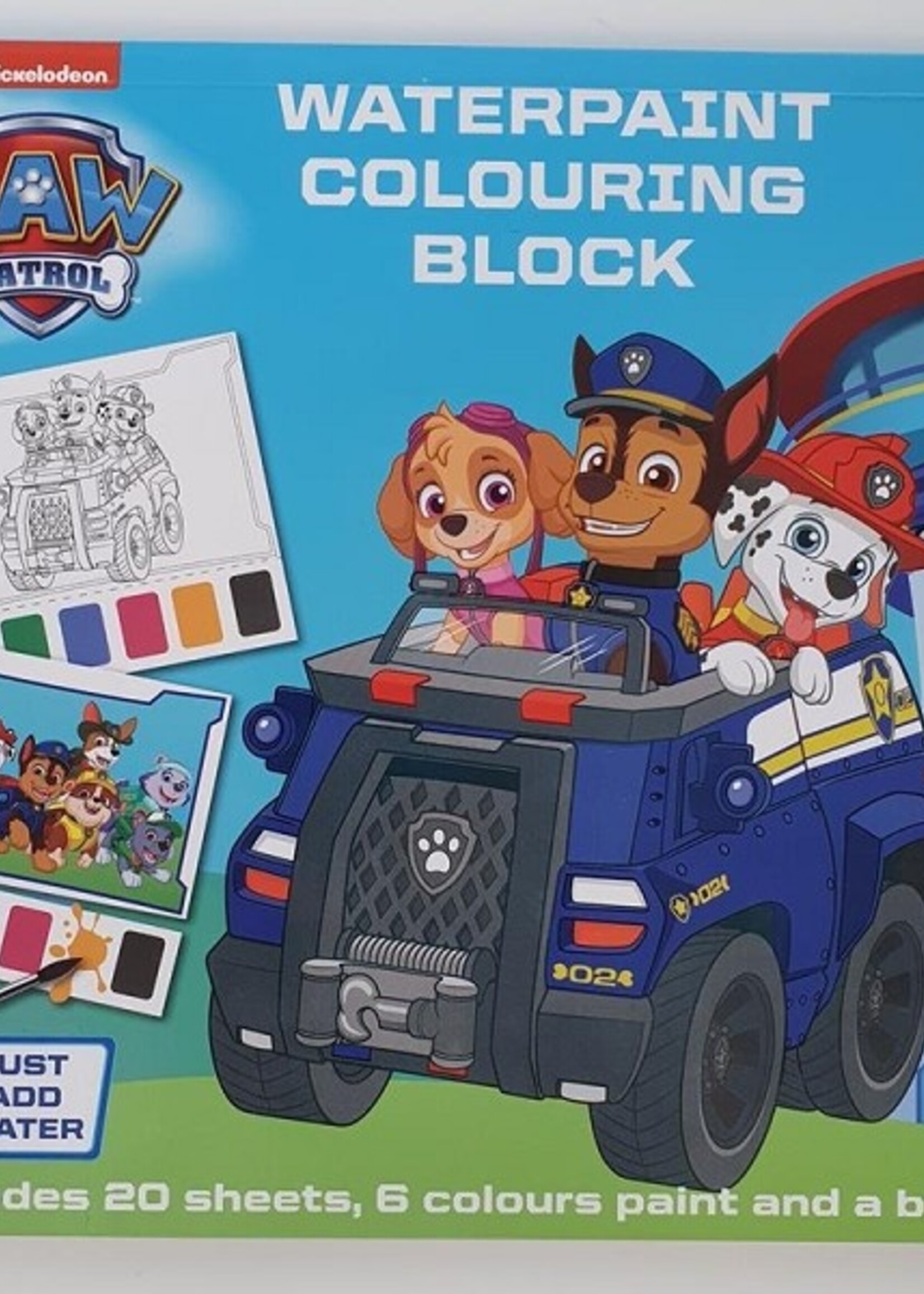 Paw Patrol Waterverfblok 20 vel 20x20cm
