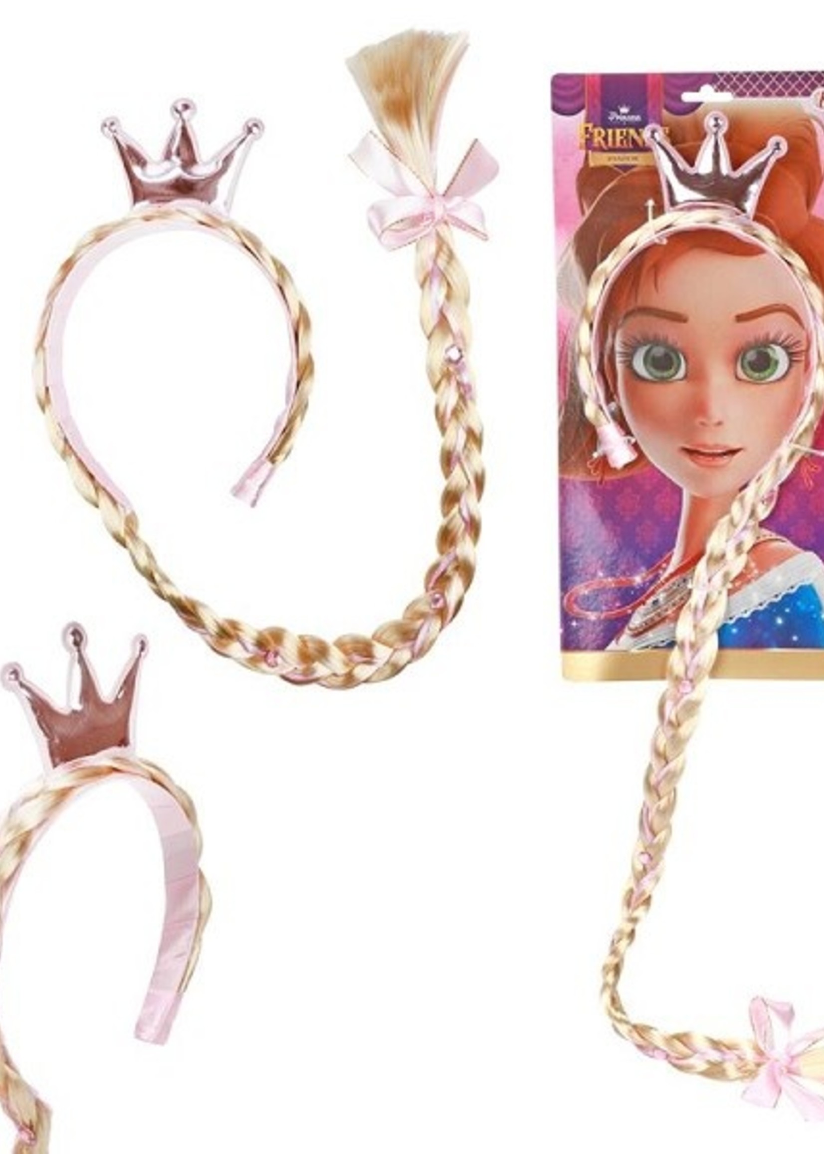 Toi Toys Princess Friends diadeem met lange vlecht +kroontje