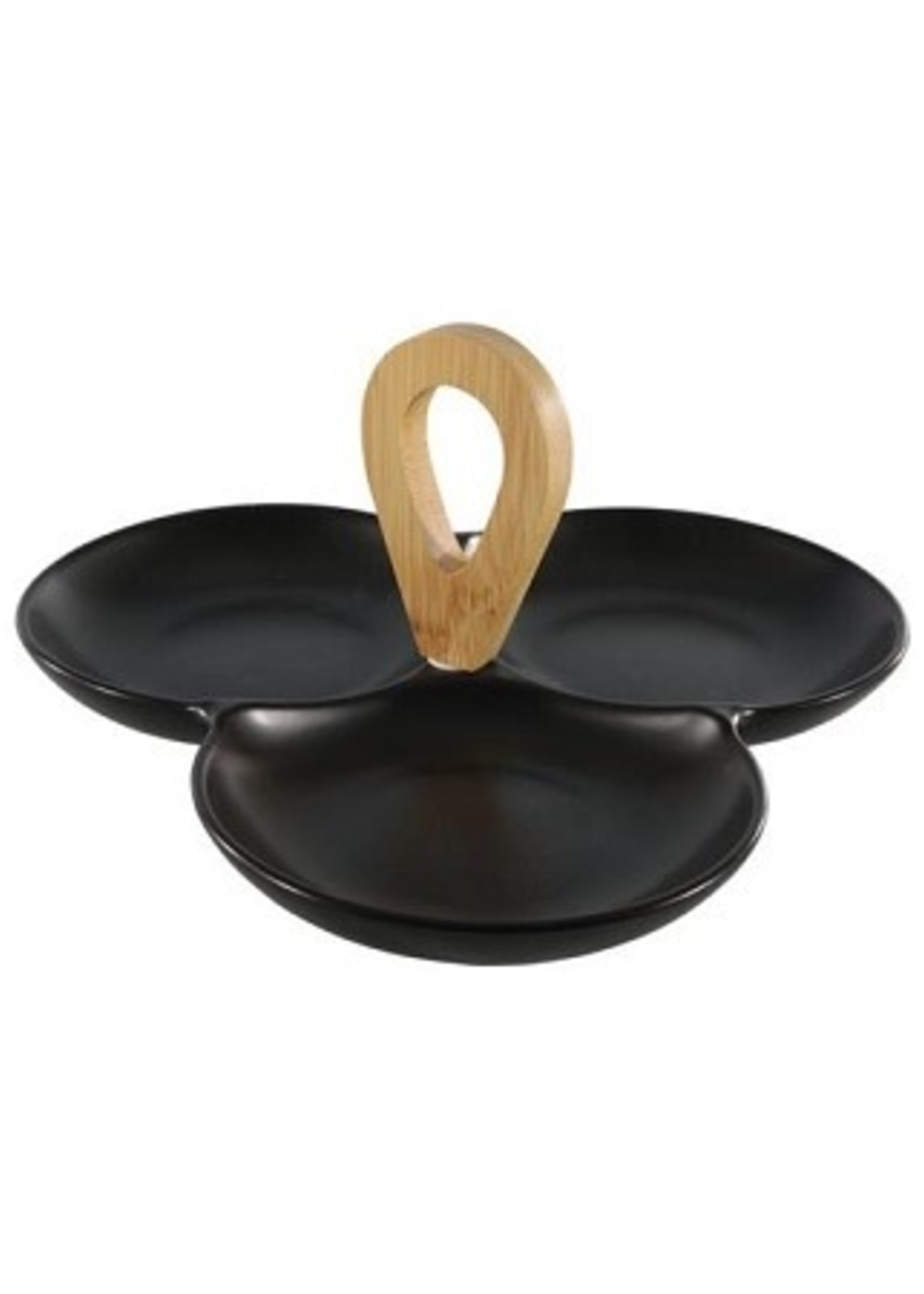 Serveerschaal 3-vaks zwart 24x23x3cm