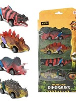 Toi Toys World of Dinosaurs 4 dino-auto's pull back