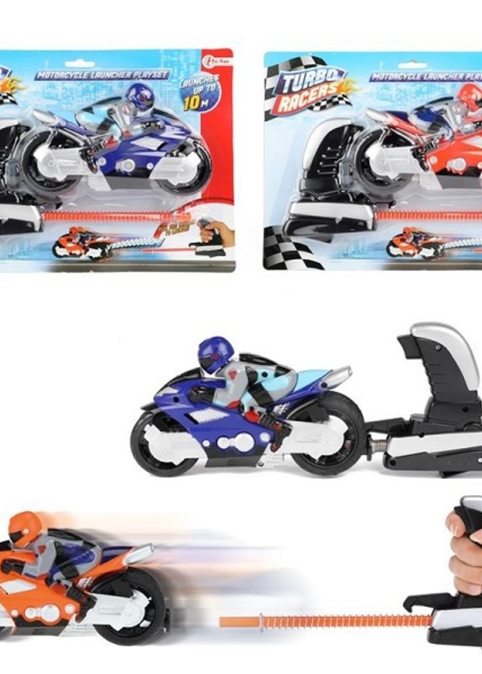 Toi Toys Turbo Racers afschietmotor met motorrijder