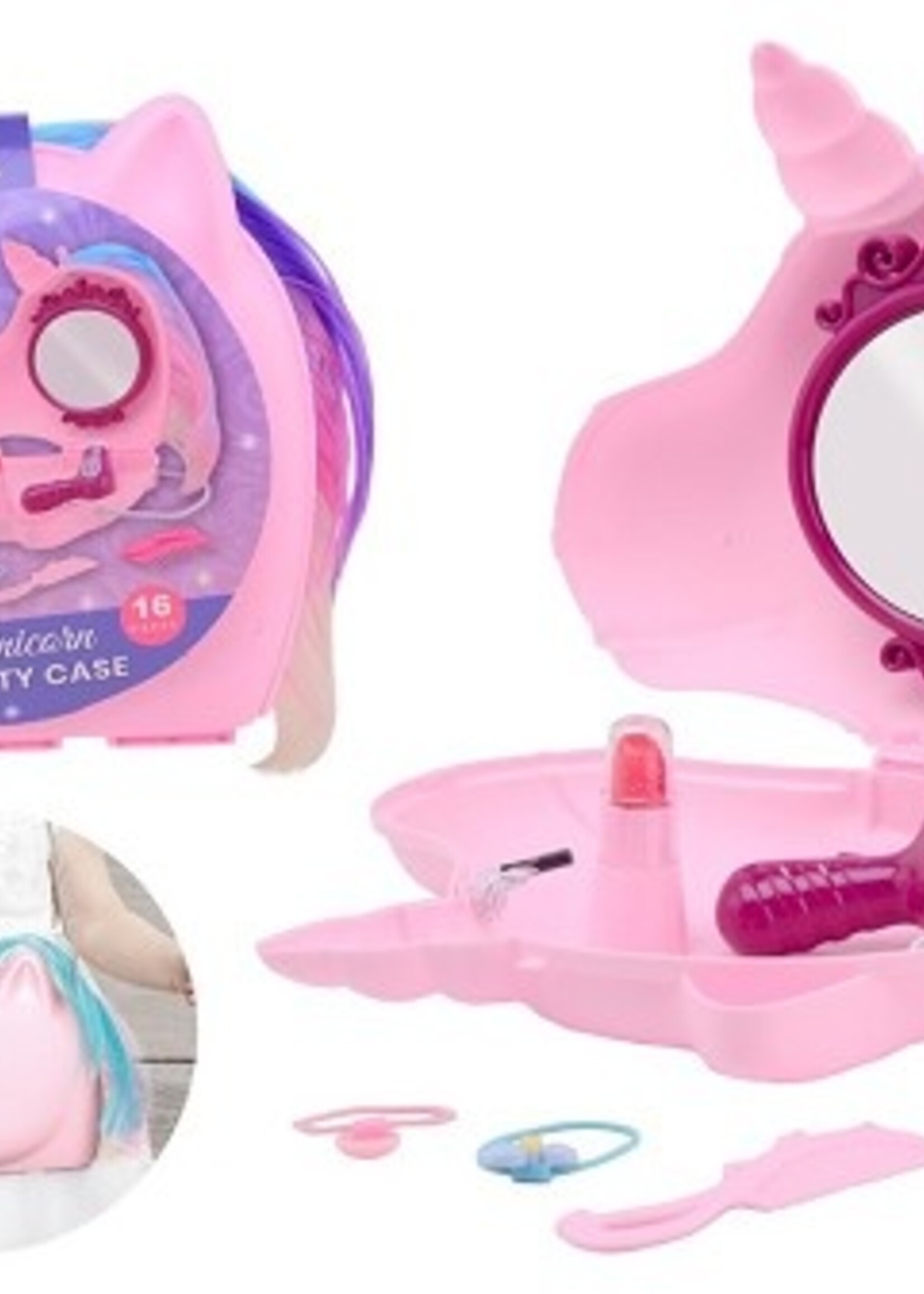 John Toy Eenhoorn beauty case met koord 25x21cm