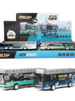 Toi Toys Metal World stadsbus 21cm pull back met licht en geluid