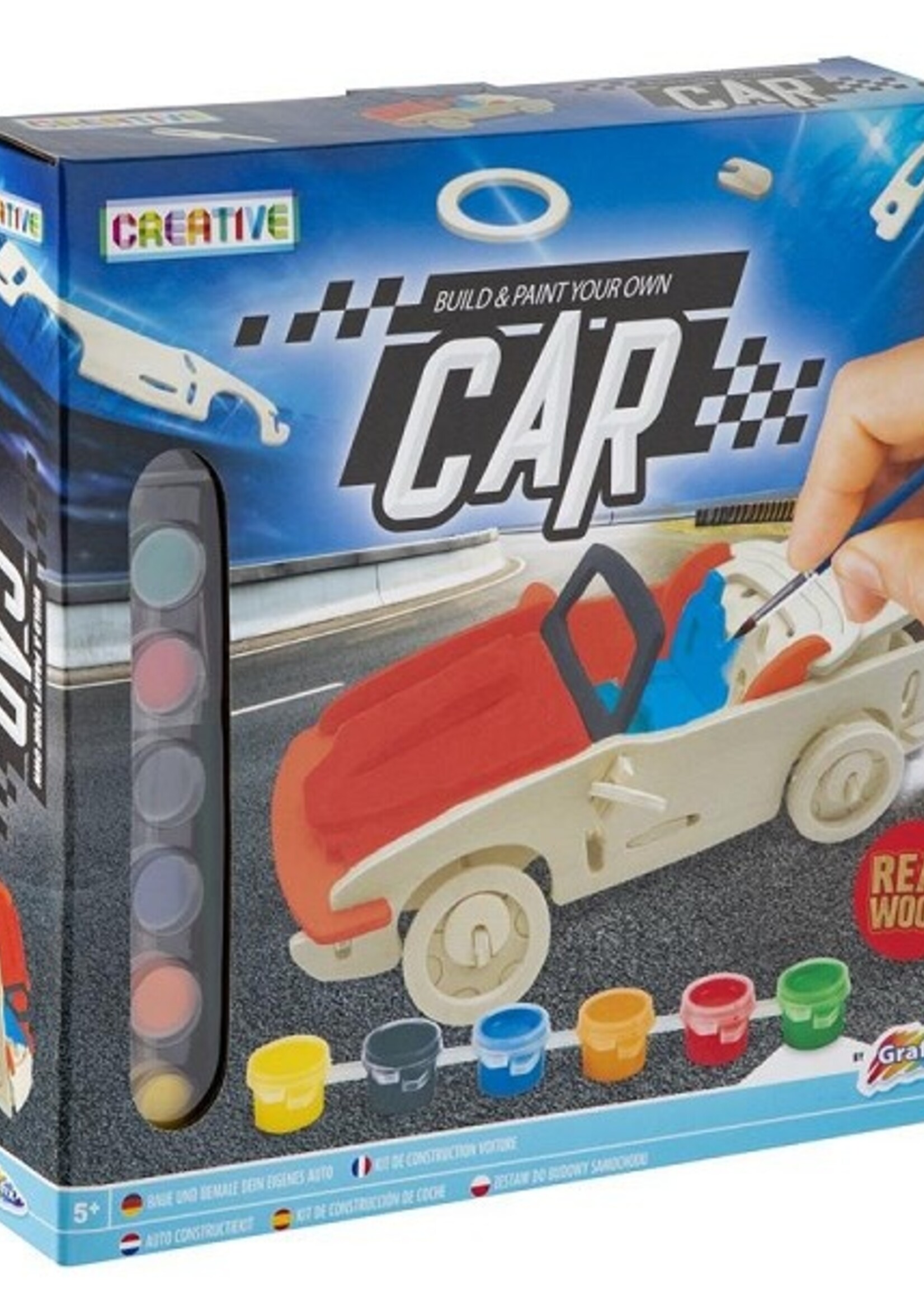 Grafix Houten constructieset auto met verf