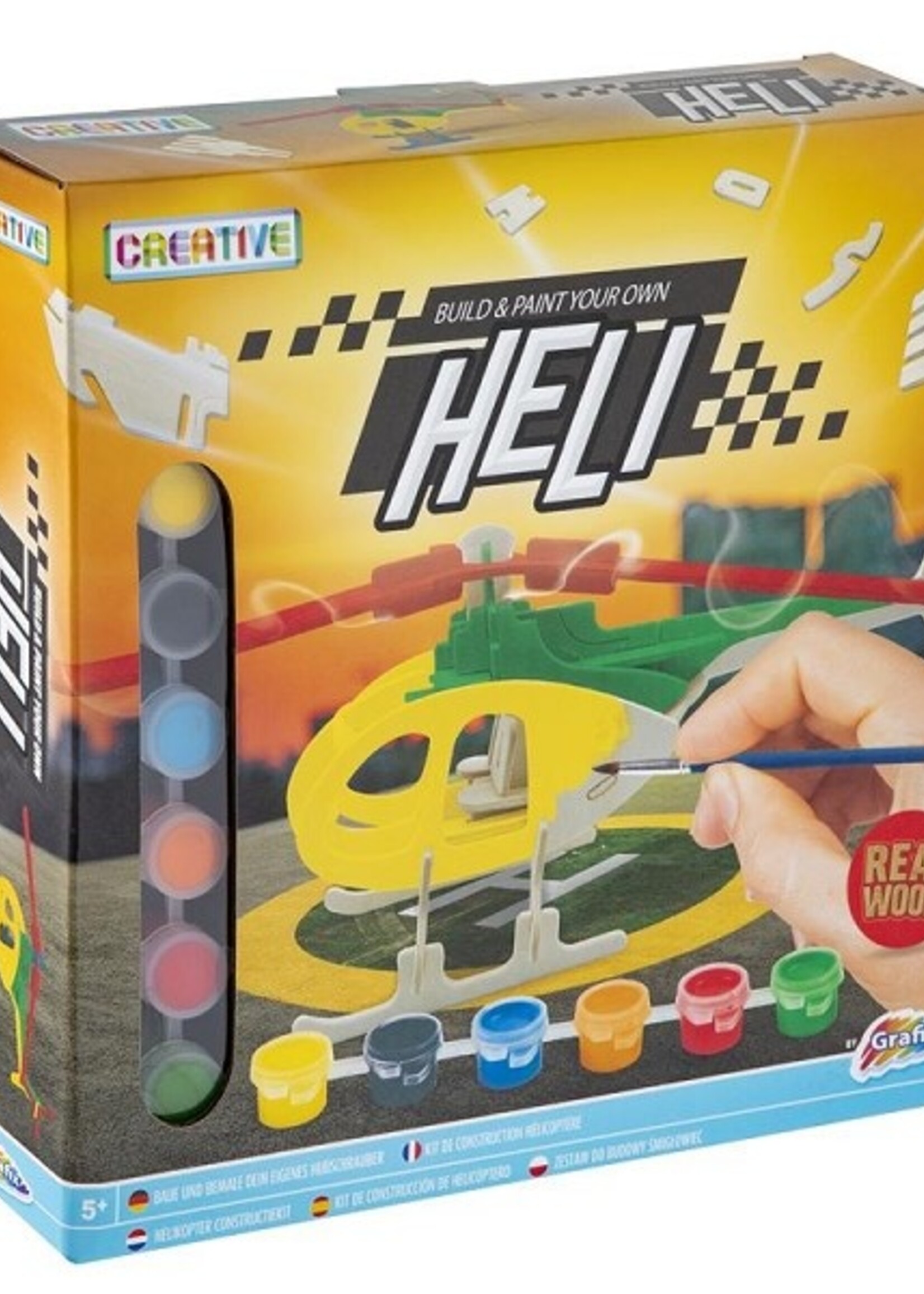 Grafix Houten constructieset helicopter met verf