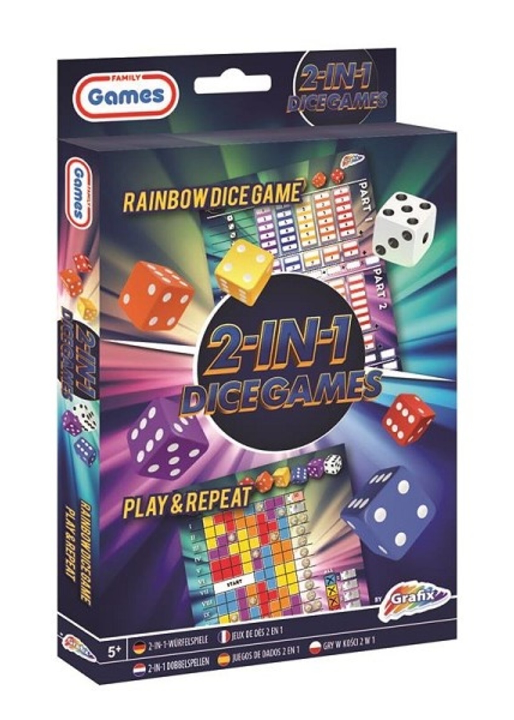 Grafix 2-in-1 Dobbelspel - Rainbow Dice & Play and Repeat
