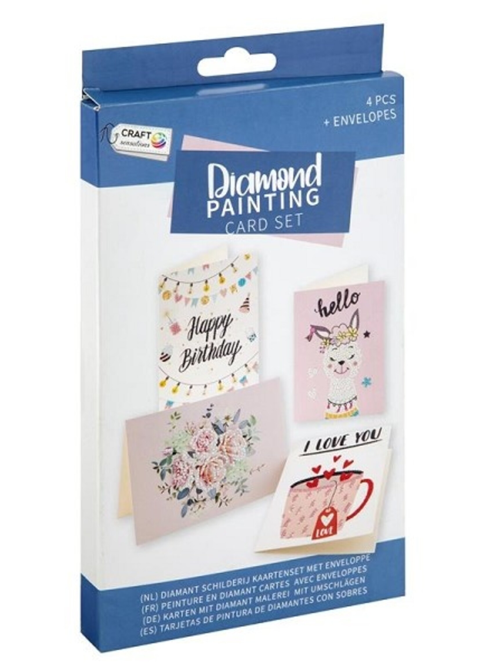 Grafix Diamond painting kaarten maken 18,1x13cm 4 stuks + envelop