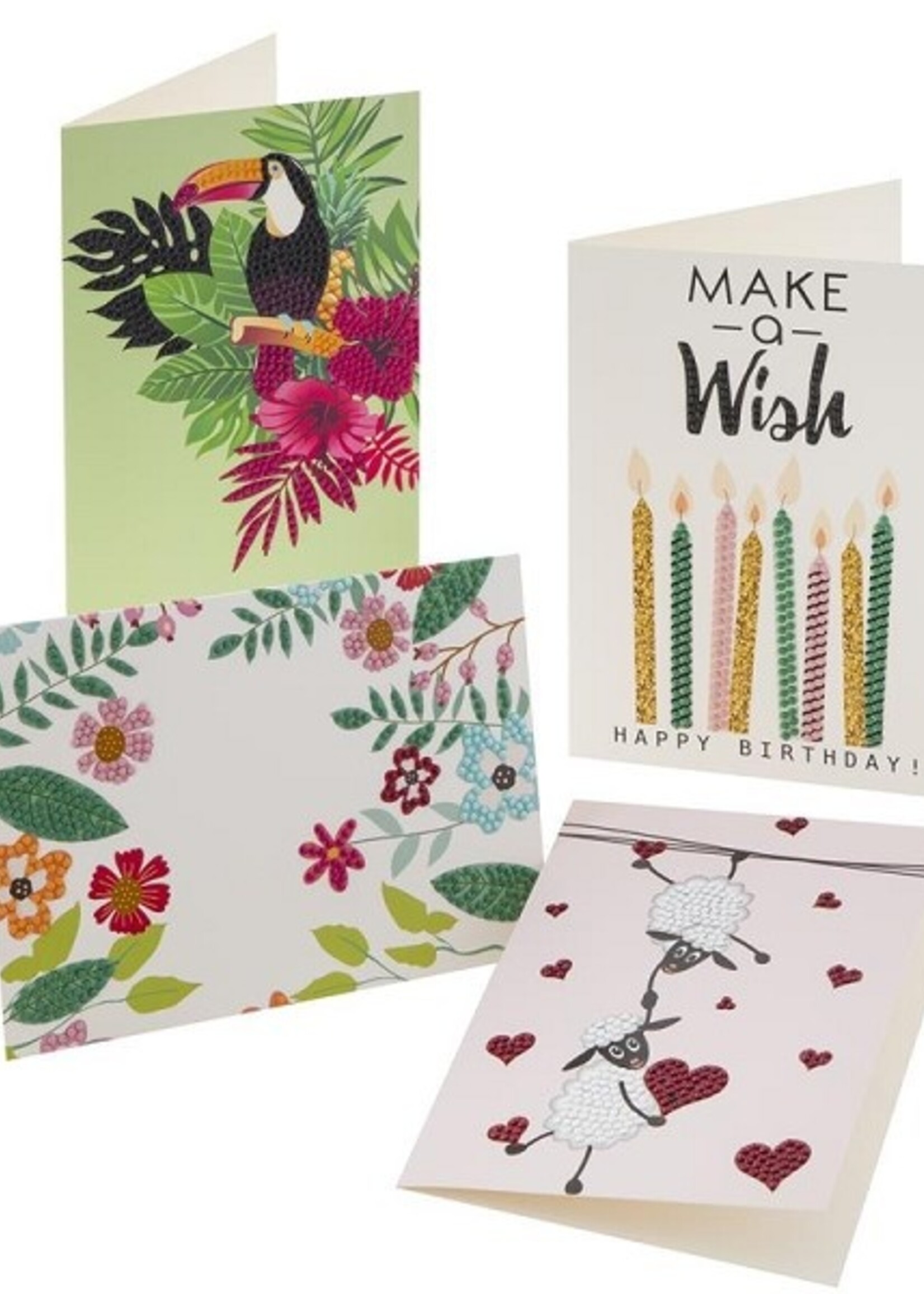 Grafix Diamond painting kaarten maken 18,1x13cm 4 stuks + envelop