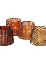 Boltze Home Theelichthouder Sabena Ø7x8cm glas bruin per stuk