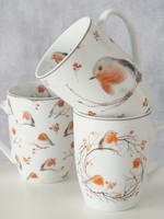 Boltze Home Beker Ruby roodborst 330ml porselein (12x8x10cm)