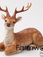 Tuinbeeld hert liggend polystone 11x8x11cm