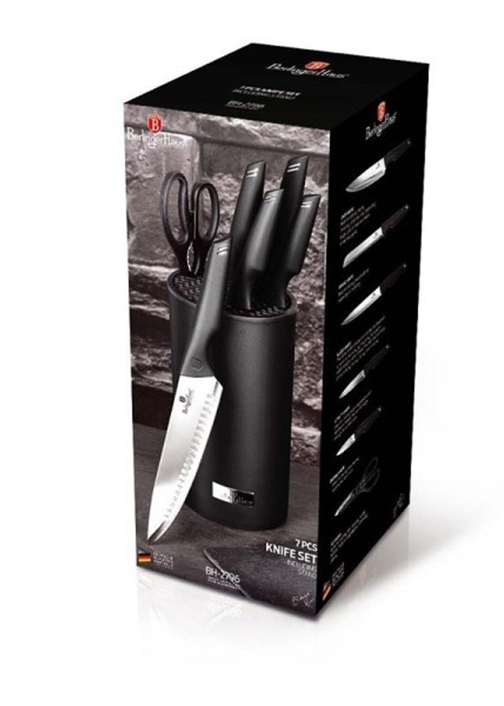 BerlingerHaus 7-delige messenset in RVS messenblok zwart