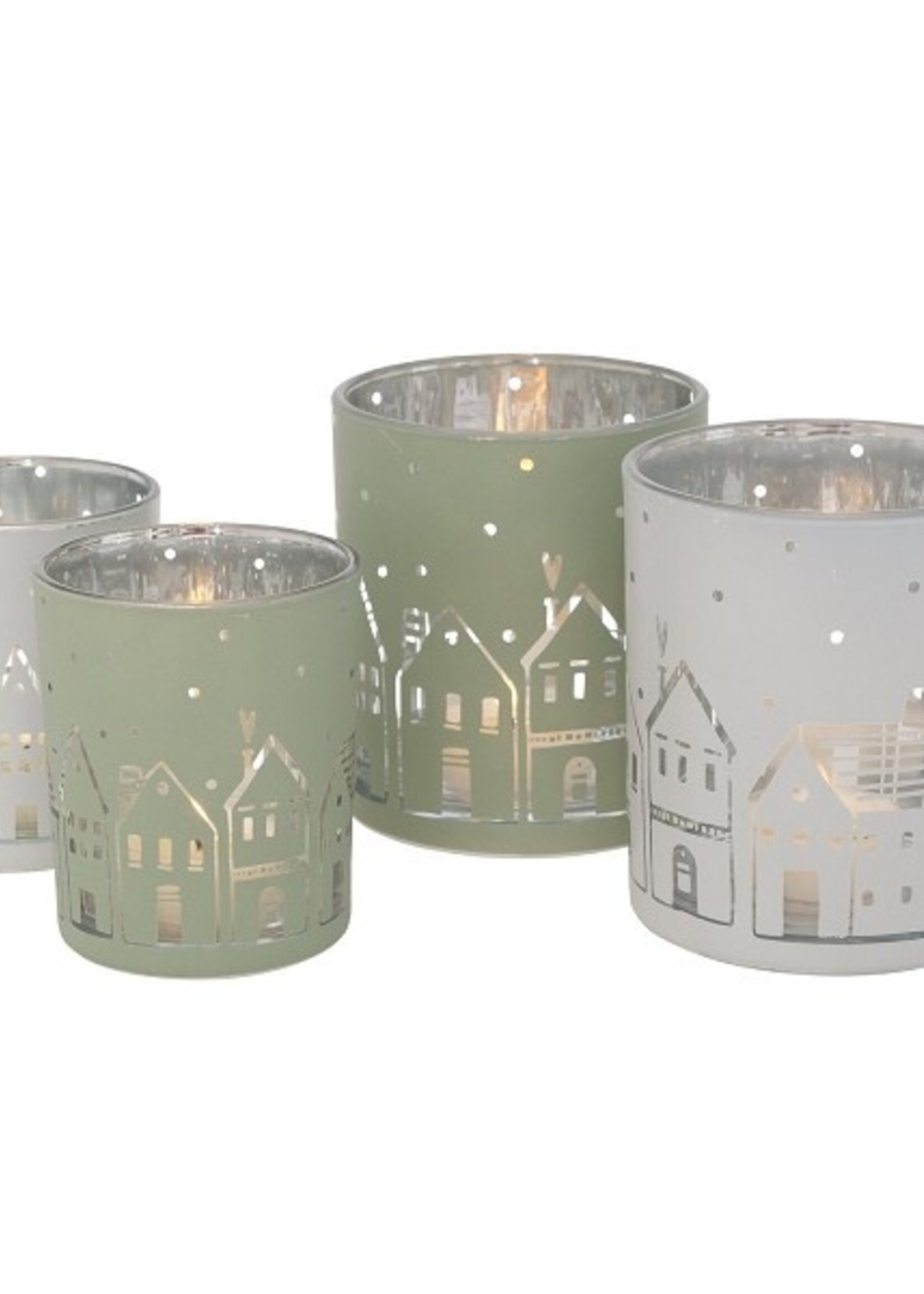 Boltze Home Windlichtset Nordy glas 2-delig 7x9/9x10cm