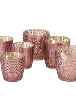 Boltze Home Windlichtset Patty 2-delig 7,5x7,5/9x9cm glas roze