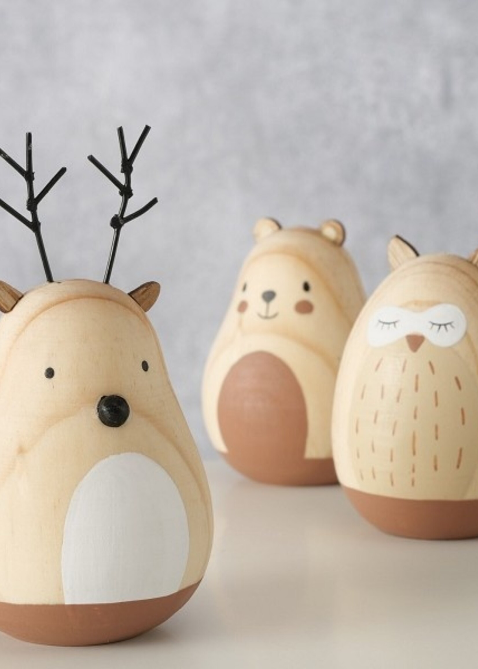 Boltze Home Beeld Bos dieren Stian Ø6xh11cm hout per stuk