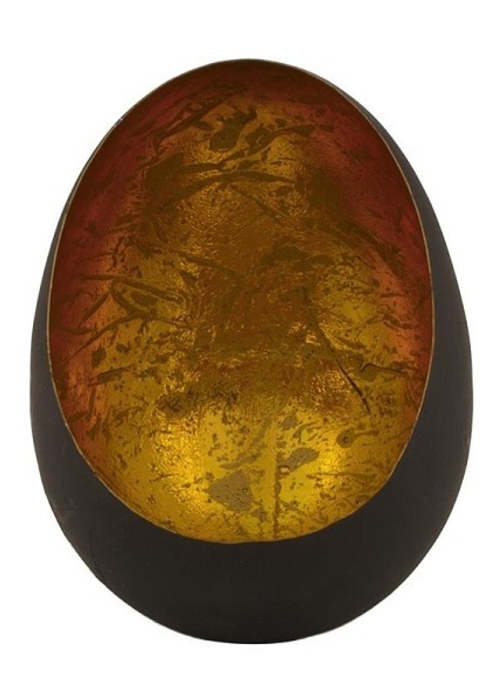 Dijk Natural Collections Theelichthouder-eggcandle metaal 10x11x15cm zwart/goud