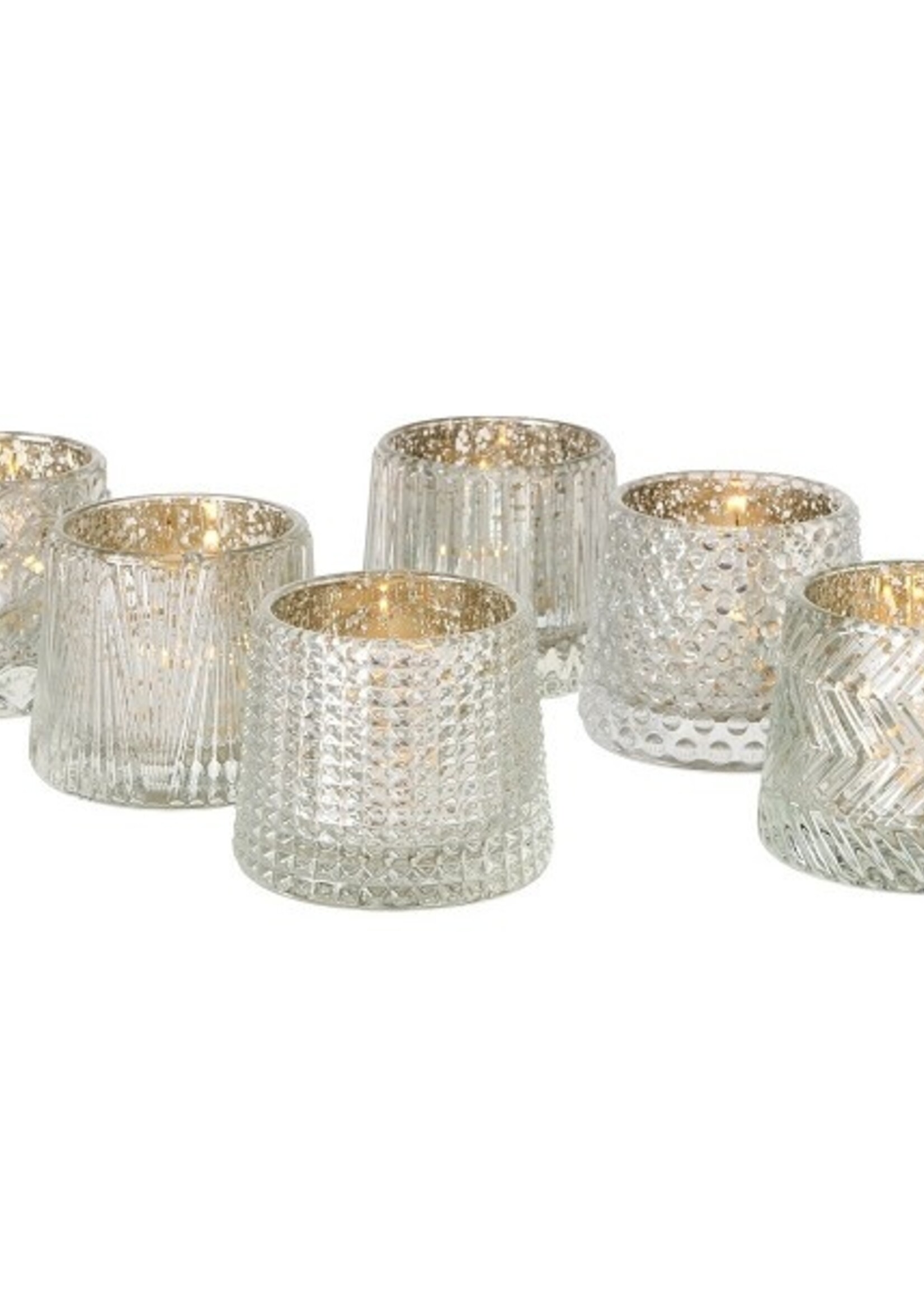 Boltze Home Theelichthouder Sabena Ø7x8cm glas wit per stuk