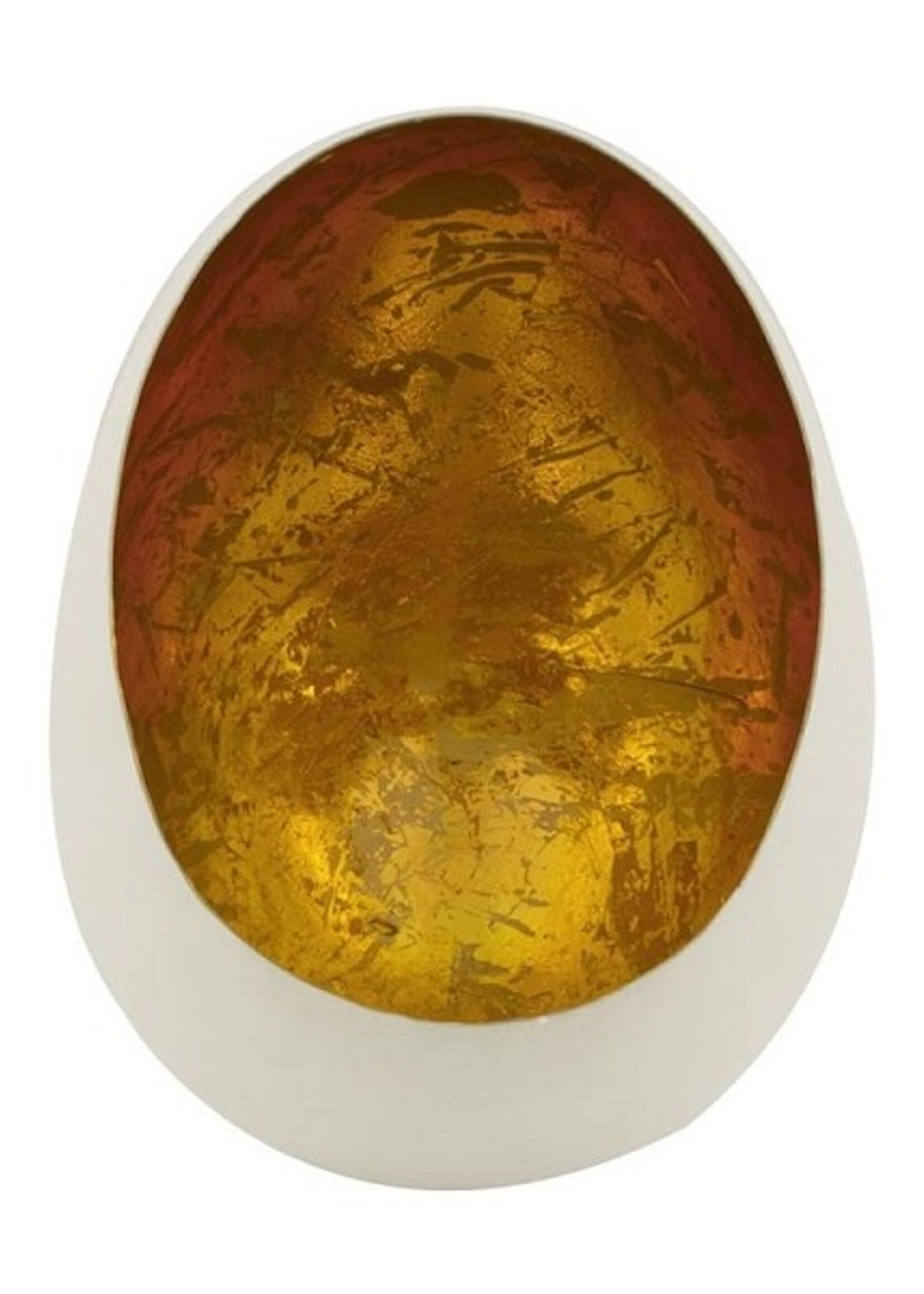Dijk Natural Collections Theelichthouder-eggcandle metaal 10x11x15cm wit/goud