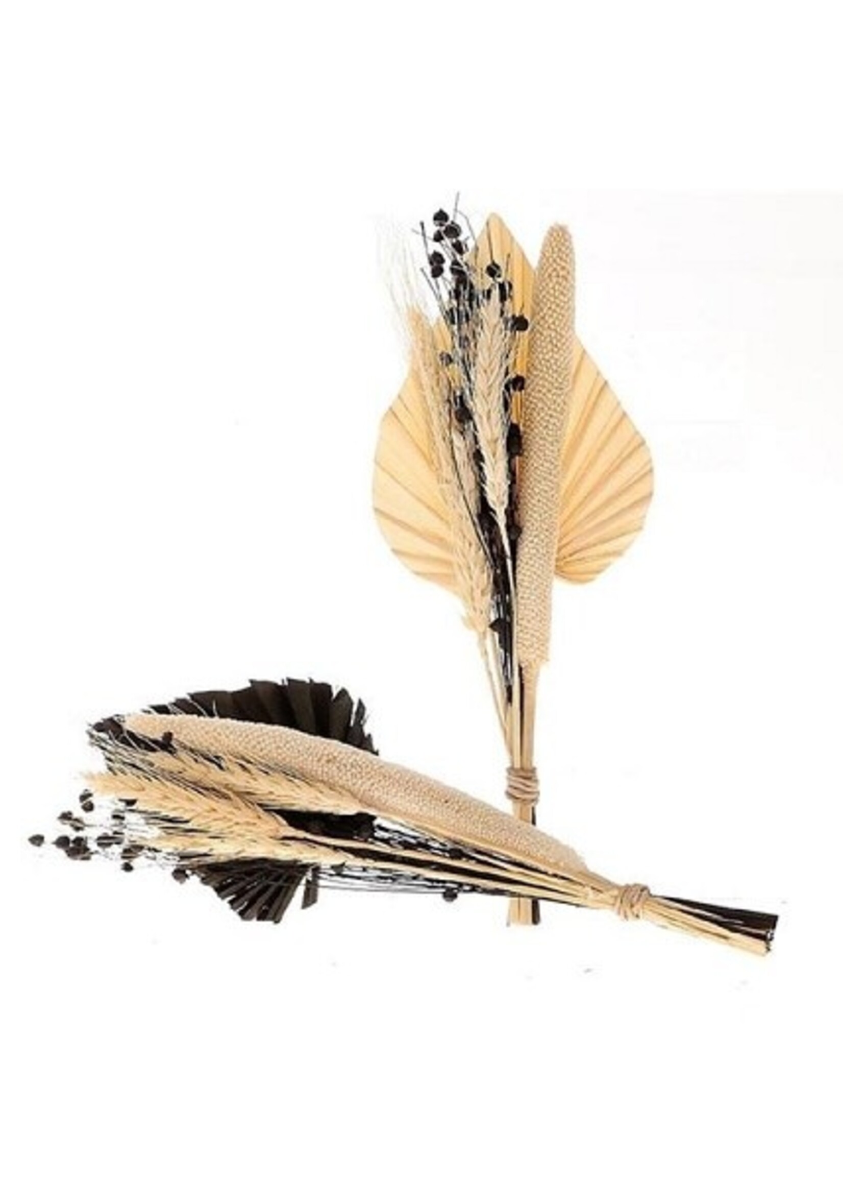 HBX natural living Boeket met palmblad Babala H30cm zwart/wit