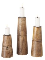 Boltze Home Kandelaarset Hotou 3-delig mangohout naturel Ø6x11/15/19cm