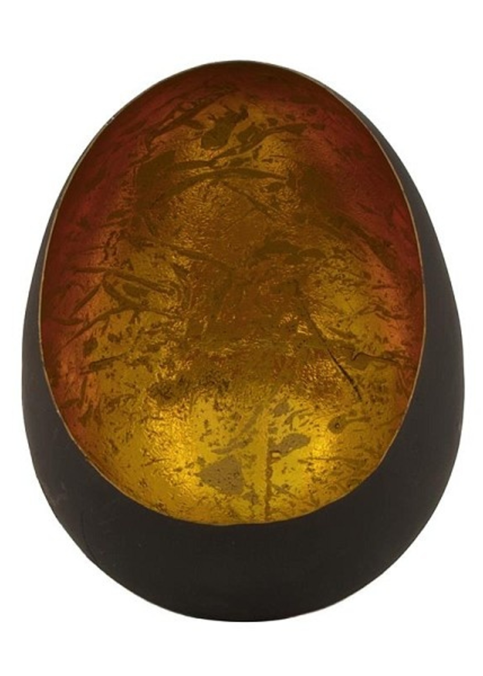 Dijk Natural Collections Theelichthouder-eggcandle metaal 13x15x20cm zwart/goud
