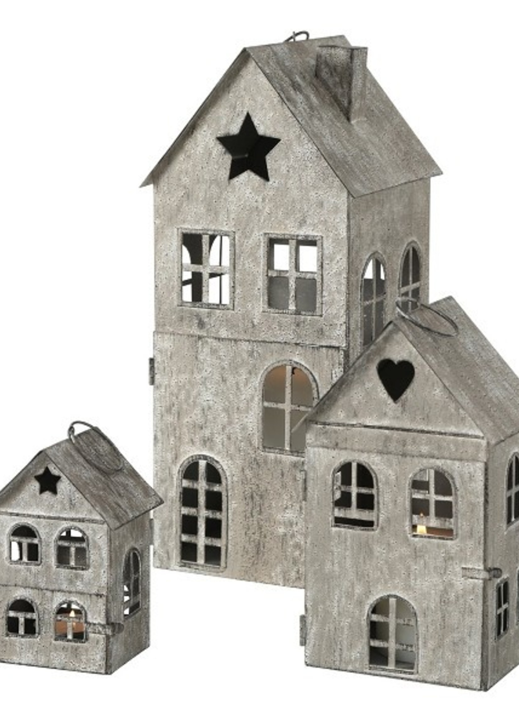 Dijk Natural Collections Kandelaarset metaal met glazen inzet- 3-delig Ø13x18-Ø17x28cm goud - Copy