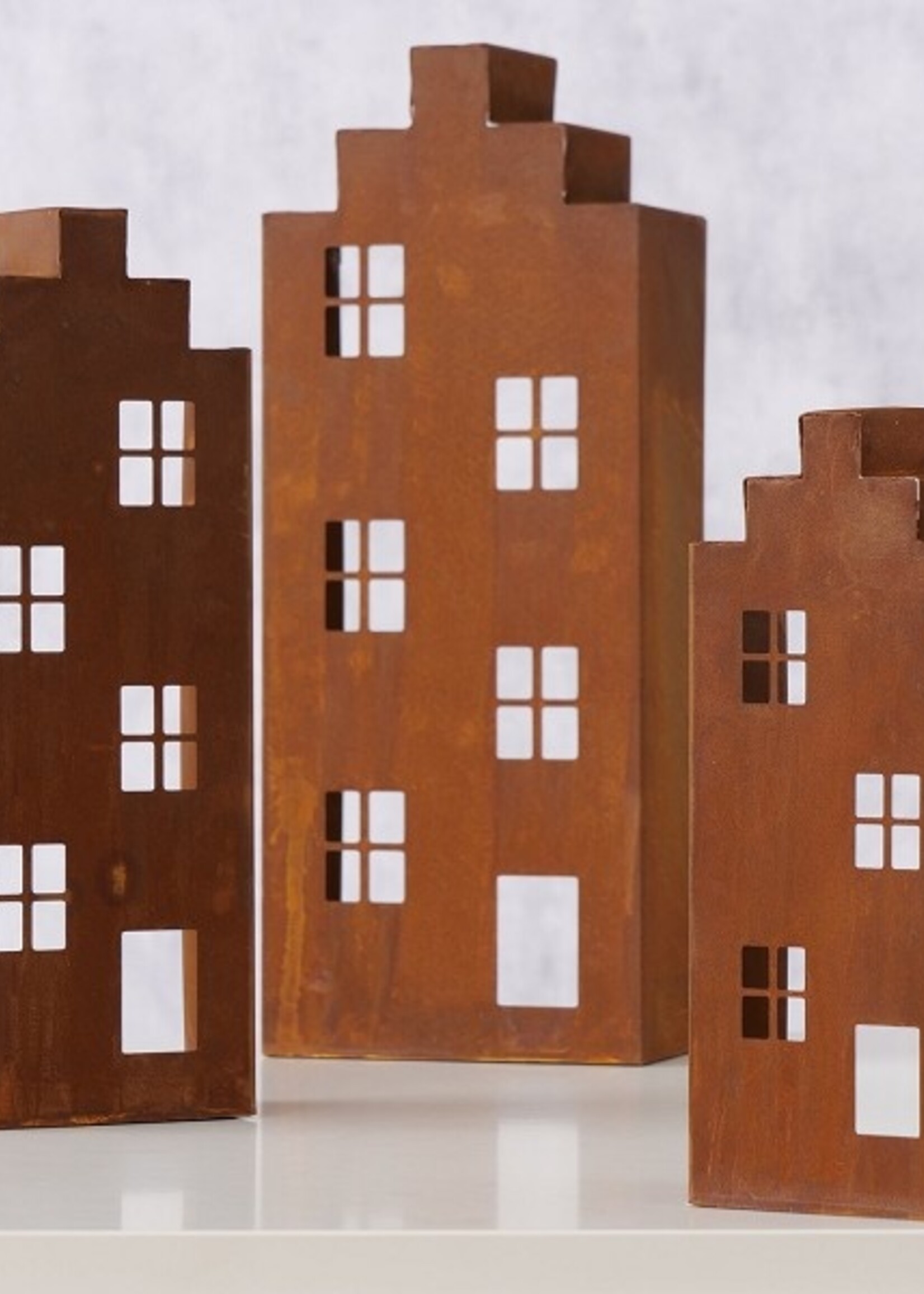 Boltze Home Windlichtset Zwolle 3-delig metaal 8x12x30/15x9x40/20x11x50cm