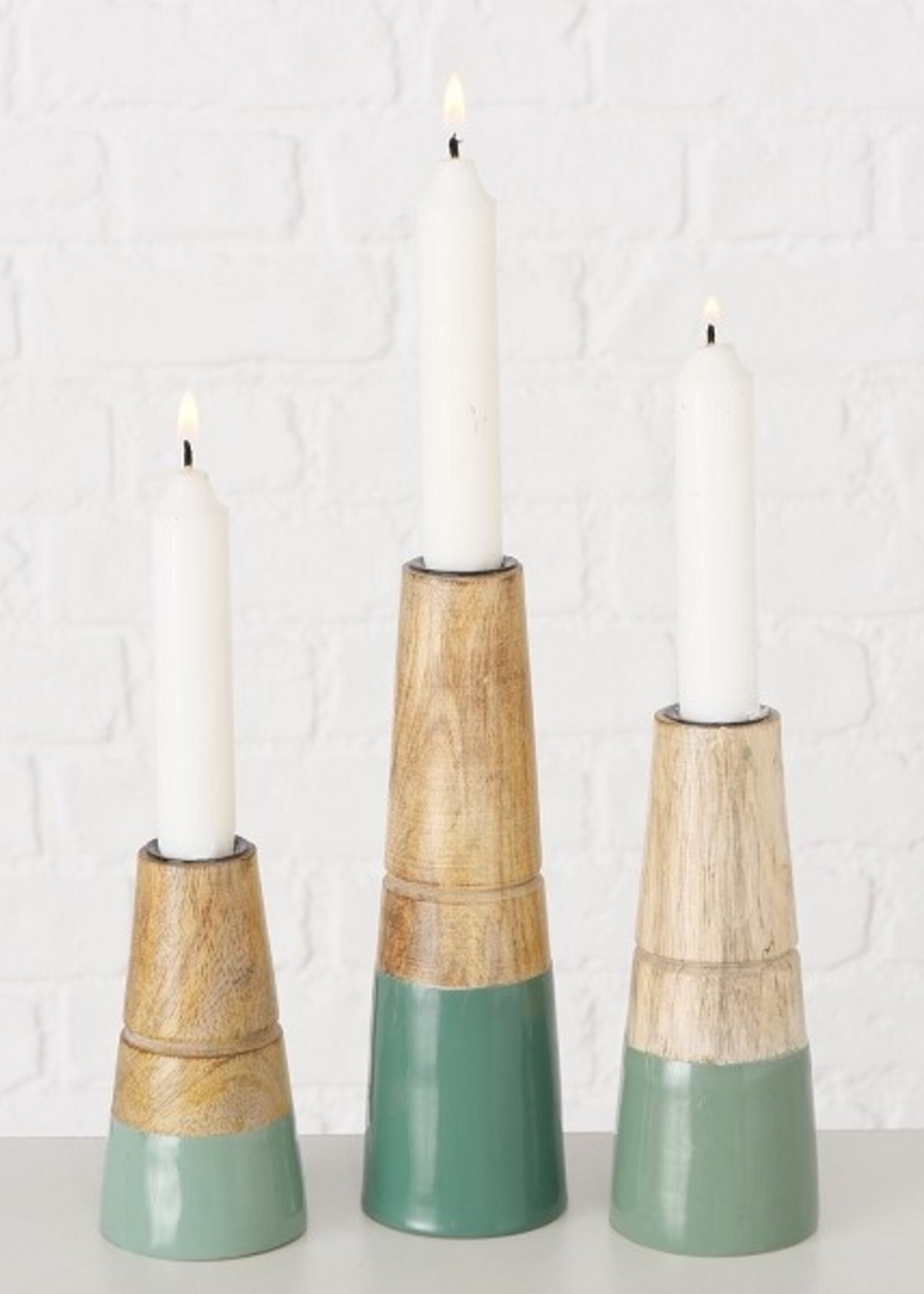 Boltze Home Kandelaarset Hotou 3-delig mangohout groen