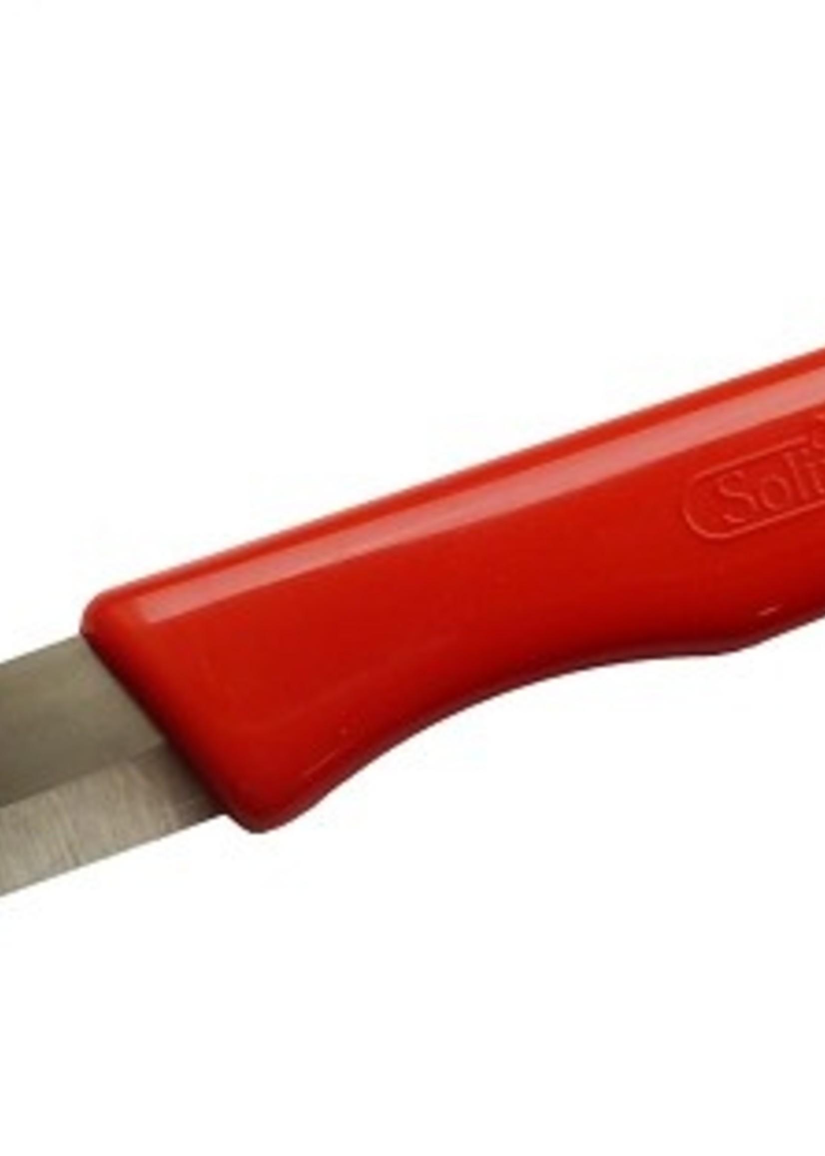 Schilmesje Solingen los RVS met rood heft en ophangoog. Rostfrei, made in Germany.