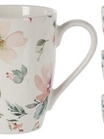 Beker 350ml new bone porselein Ø8x10cm met bloemen dessin per stuk