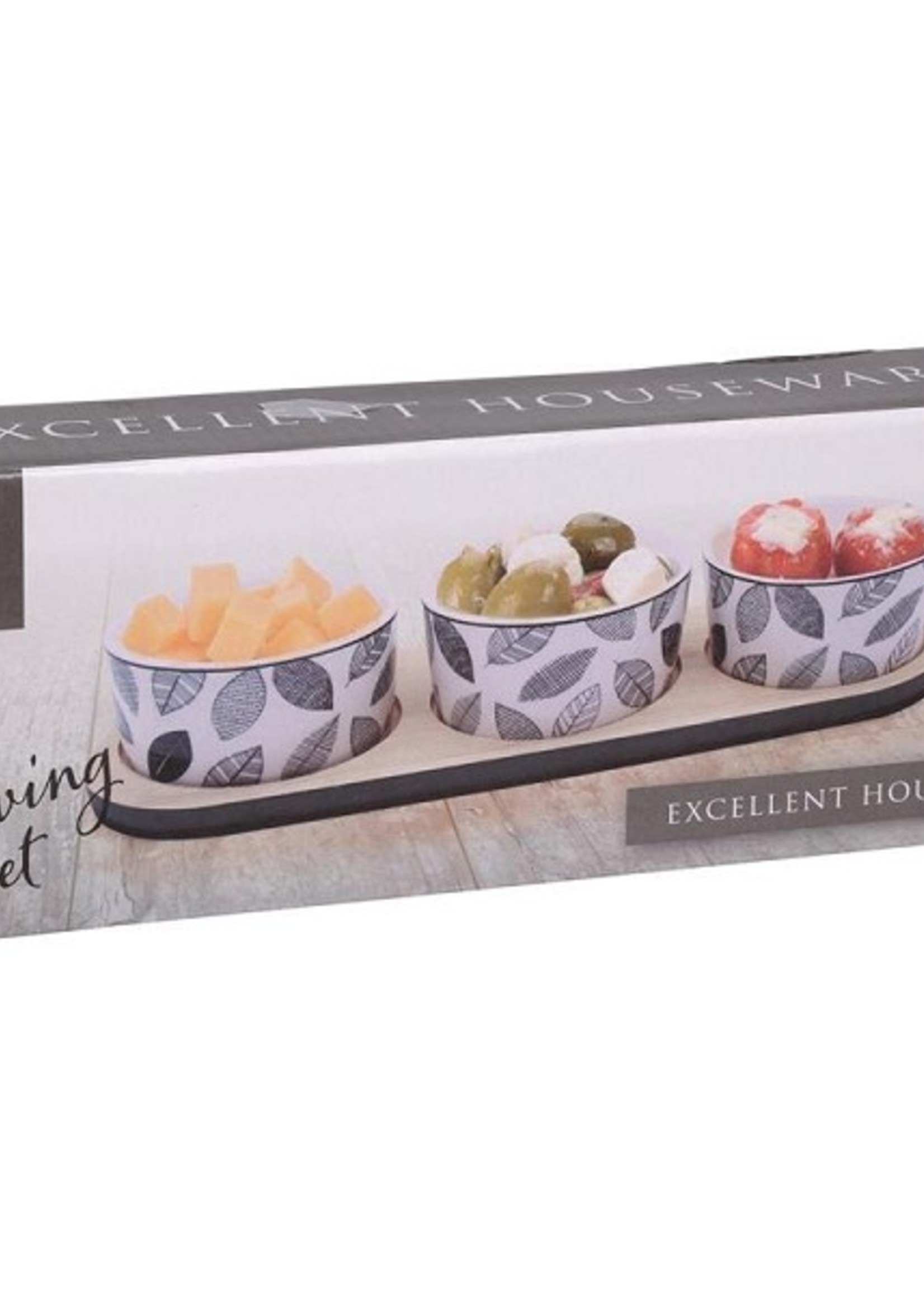 Serveerset op plank 4-delig 28,5x10x5cm