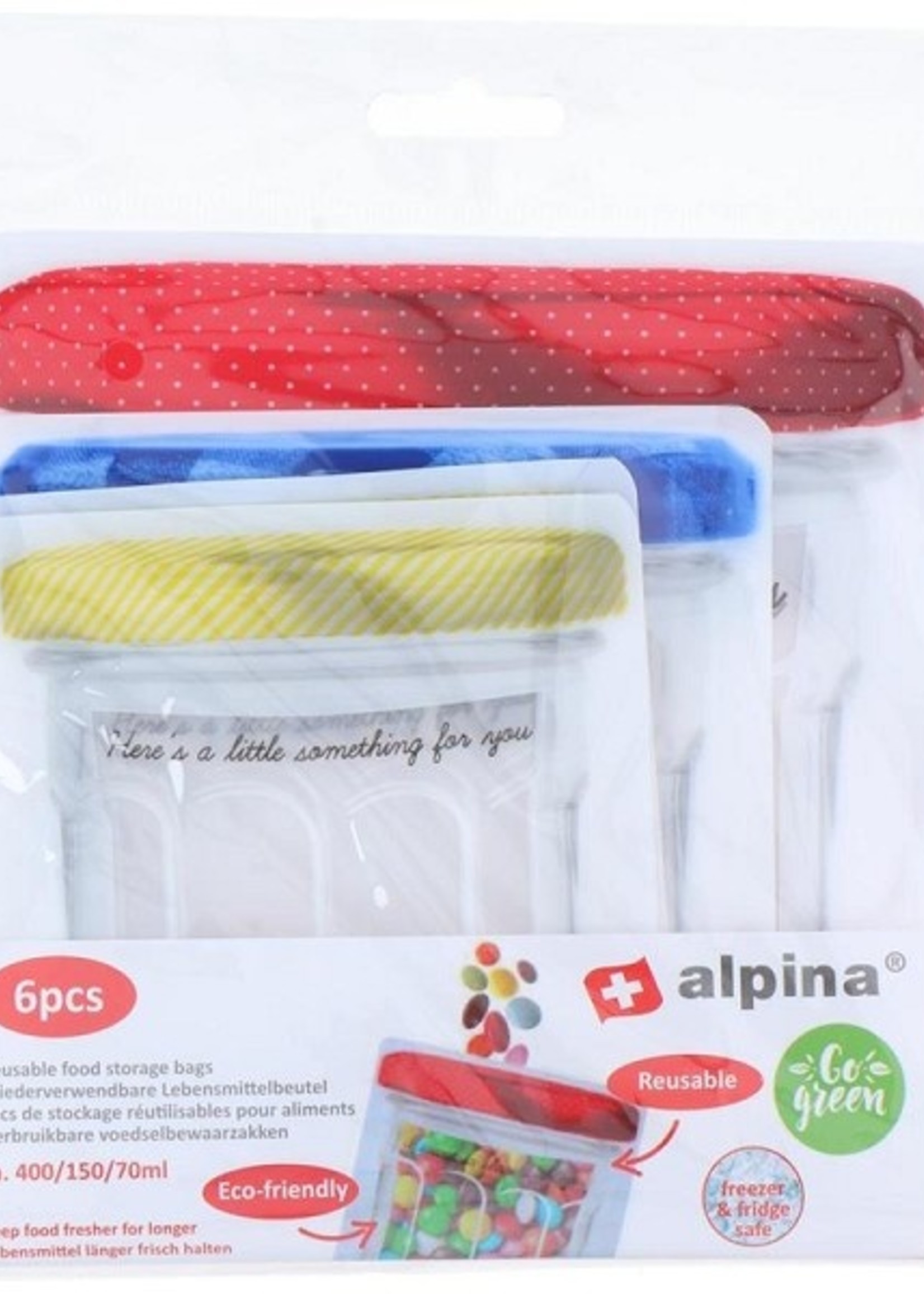 Alpina Herbruikbare voedselbewaarzakken 150/400/750ml set van 6 - Copy