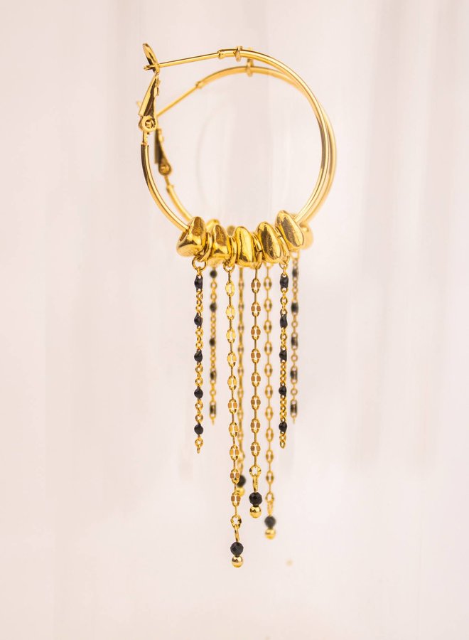Wk 2 - Golden hoops with black dotted chain