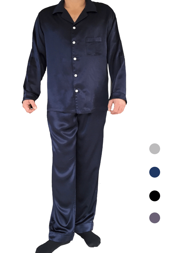Seiden Pyjama für Herren(Langarm-shirt, lange Hosen) - Silkmood.de