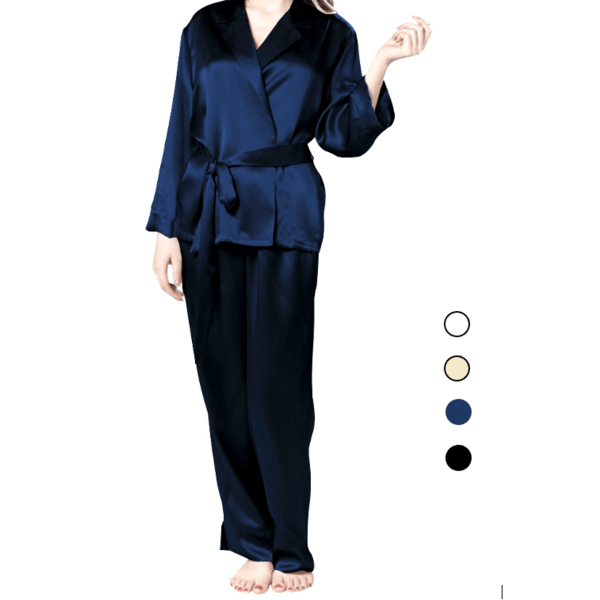 Damen Seiden Pyjama Set (mit Gürtel)