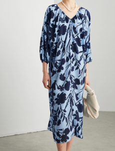  Damen Seidenkleid mit Print
