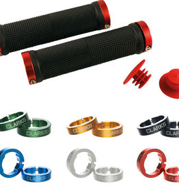 Clarks Cycle Systems Clarks Vice Lock-on Grip in Black / Various Cols Anodized Rings - Black/Black