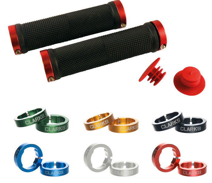 Cycle Systems Clarks Vice Lock-on Grip in / Various Cols Anodized Rings - Black/Black - Solid Rock Cycles