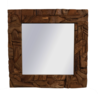 JoJo Living Teakhouten rustieke spiegel 100 x 100 cm JoJo Living Teakhouten rustieke spiegel 100 x 100 cm