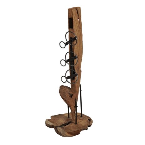 JoJo Living Teakhouten wijnrek industrieel JoJo Living Teakhouten wijnrek industrieel