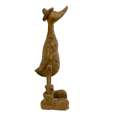 JoJo Living Teakhouten eend met hoedje JoJo Living Teakhouten eend met hoedje